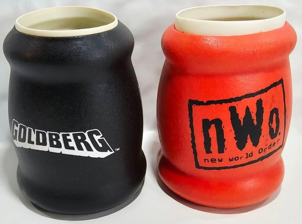 Vintage 1999 WCW Goldberg & nWo Beer/Soda Can Drink Koozies WWF-WWE -Wrestling